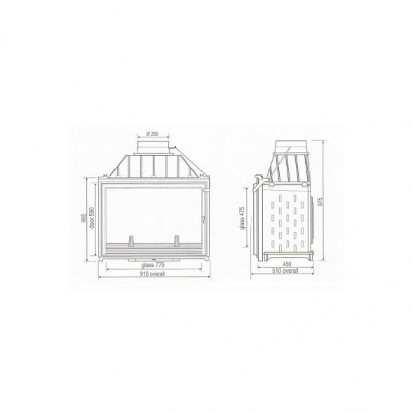Чугунная топка Super 9 без подъемного механизма