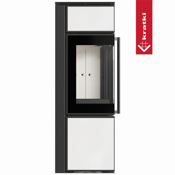 Печь Kratki PRO TORA/S, 8 кВт, белое стекло (Белая футеровка, с доводчиком)