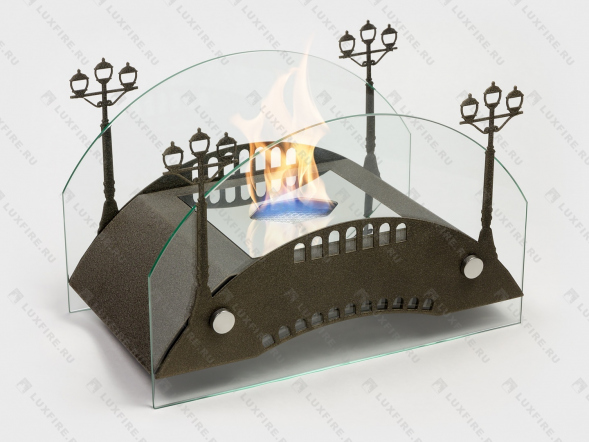 Настольный биокамин Lux Fire &amp;quot;Пушкинский мост&amp;quot; М (бронза)